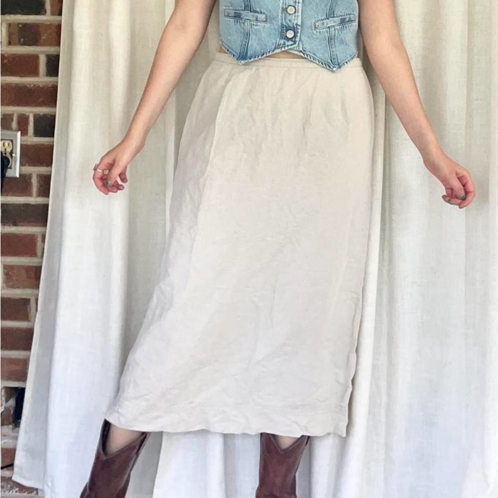 Vintage Linen Cream Maxi Skirt